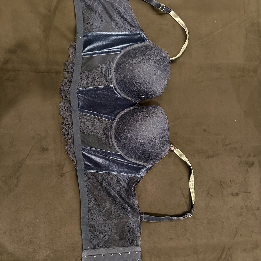 Victoria Secret Dark Blue Bustier with Rhinestones